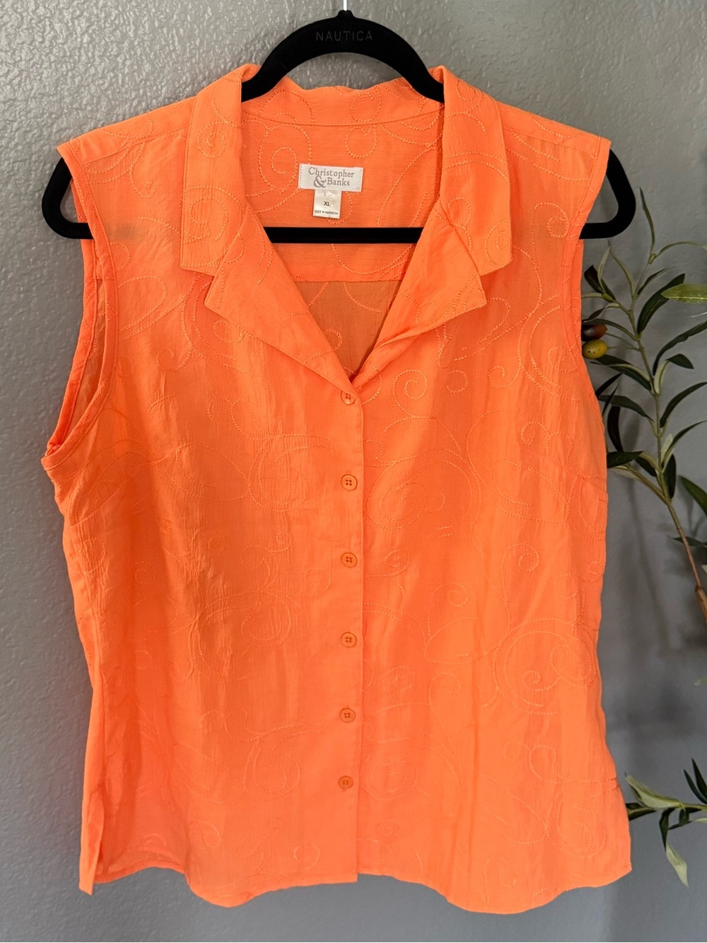 Christopher & Banks Button-Front Collared Tank